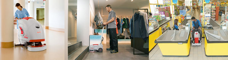 Walk behind and ride-on scrubber driers